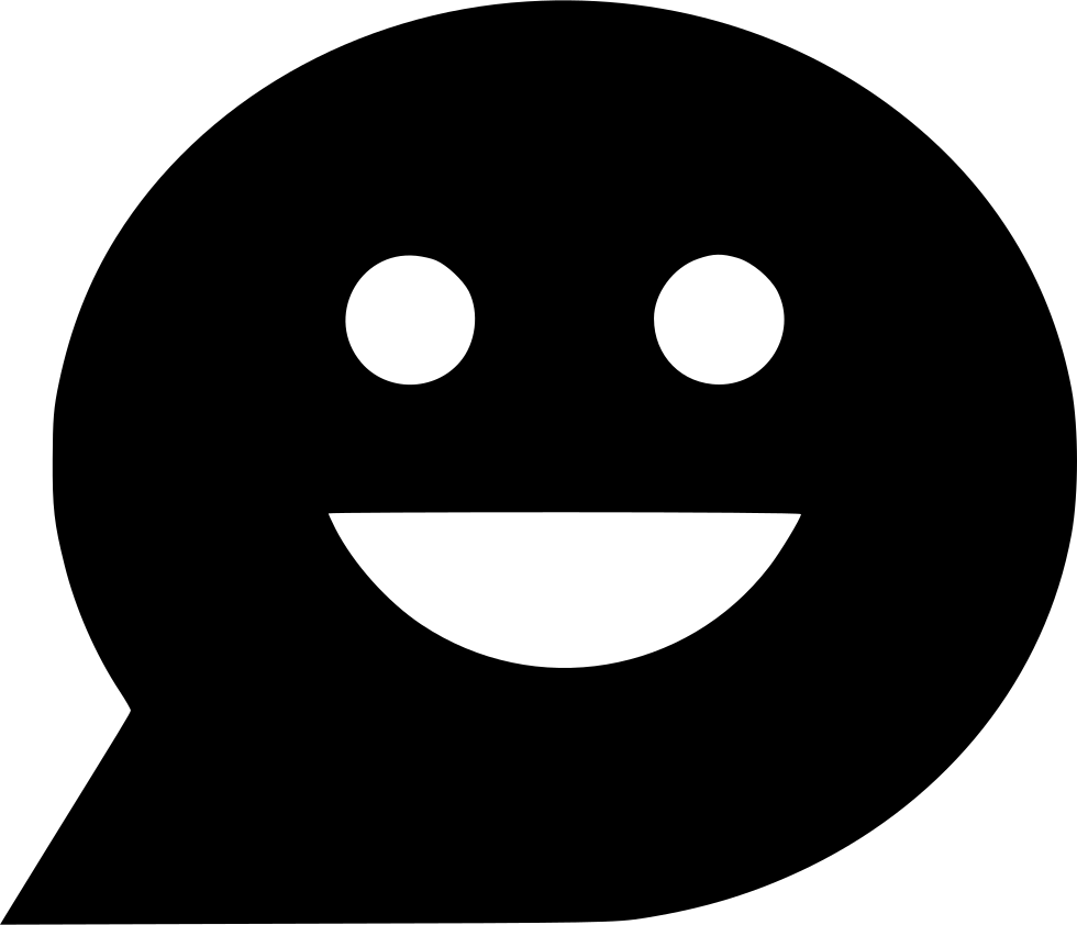 Smiley 桌布 壁紙 — 一個極簡風格的黑色對話氣泡圖示，白色笑臉在白色背景上。