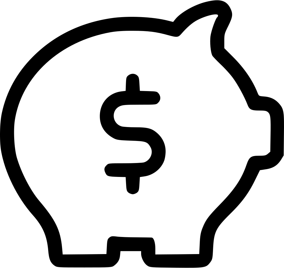 金融 桌布 壁紙 — 一個極簡風格的黑色小豬撲滿輪廓，中央有一個美元符號。