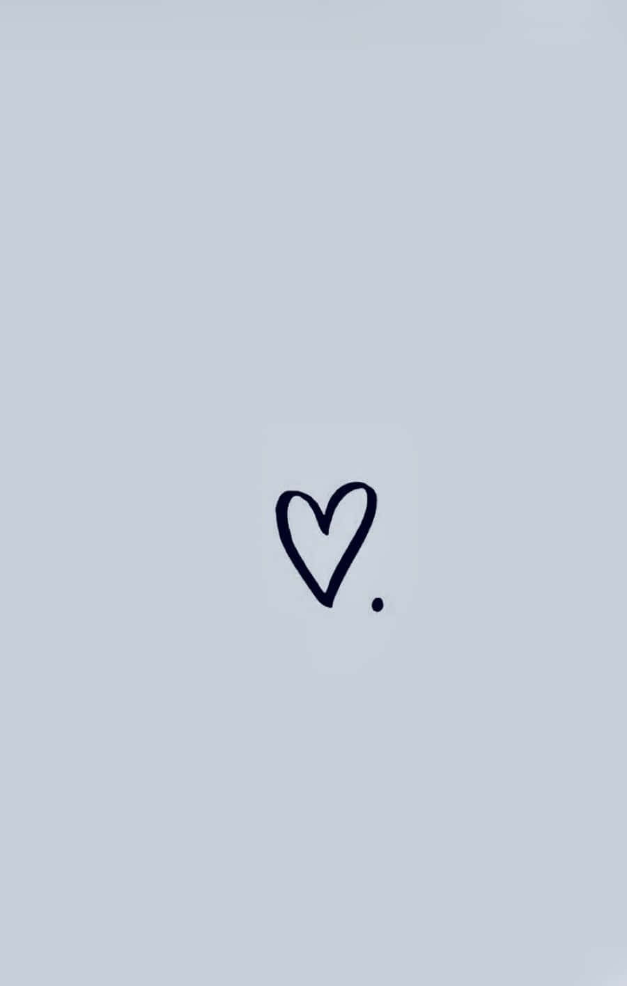 Heart Shape 桌布 壁紙 — 一個極簡風格的黑色心形輪廓，旁邊有一個點，居中在柔和的灰色背景上。