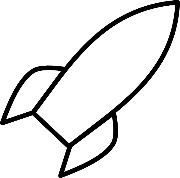 Spaceship 桌布 壁紙 — 一個極簡風格的黑色火箭輪廓，向上指向純白色背景。