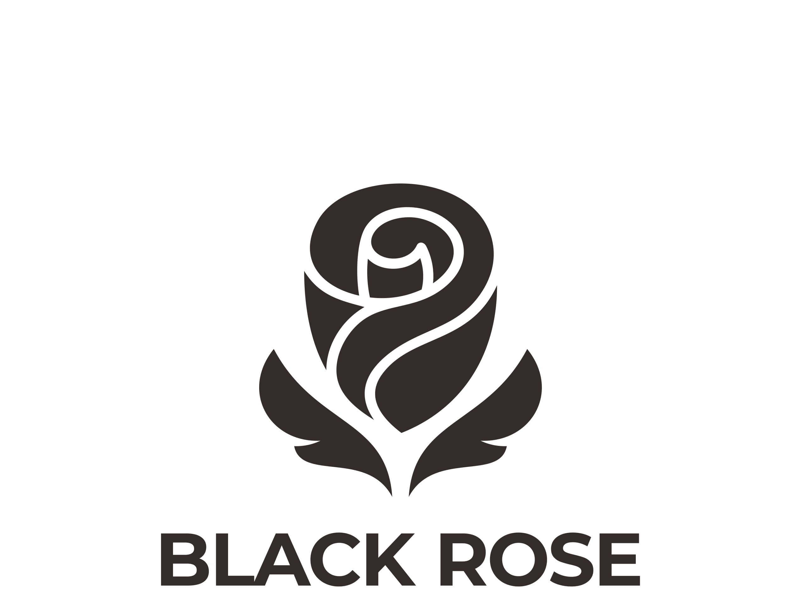 Rose Symbol 桌布 壁紙 — 一個極簡風格的黑色玫瑰標誌，帶有粗體白色輪廓，置於潔白背景上。