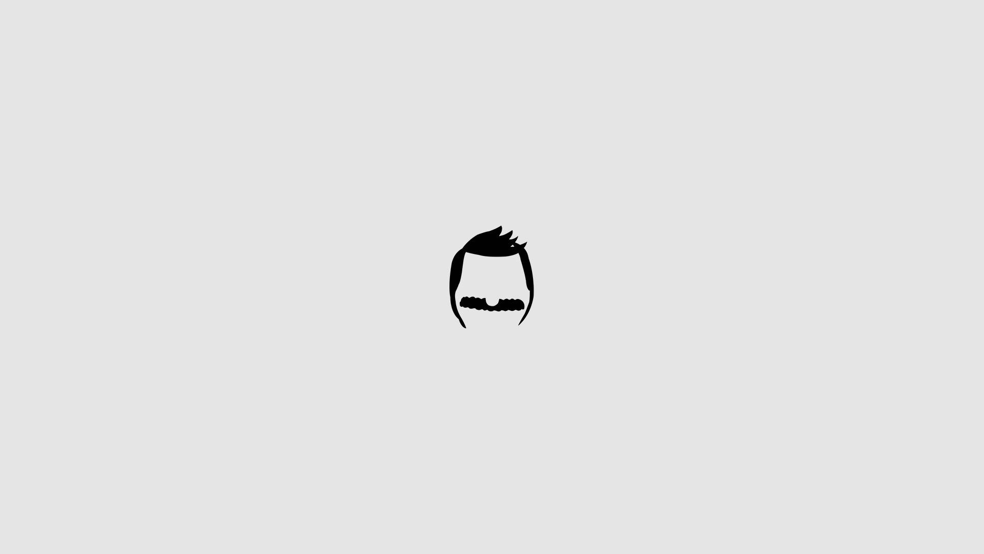 bobs burgers 桌布 壁紙 — 一個極簡風格的黑色男人頭部剪影，帶有鬍子和造型頭髮，居中在純灰色背景上。