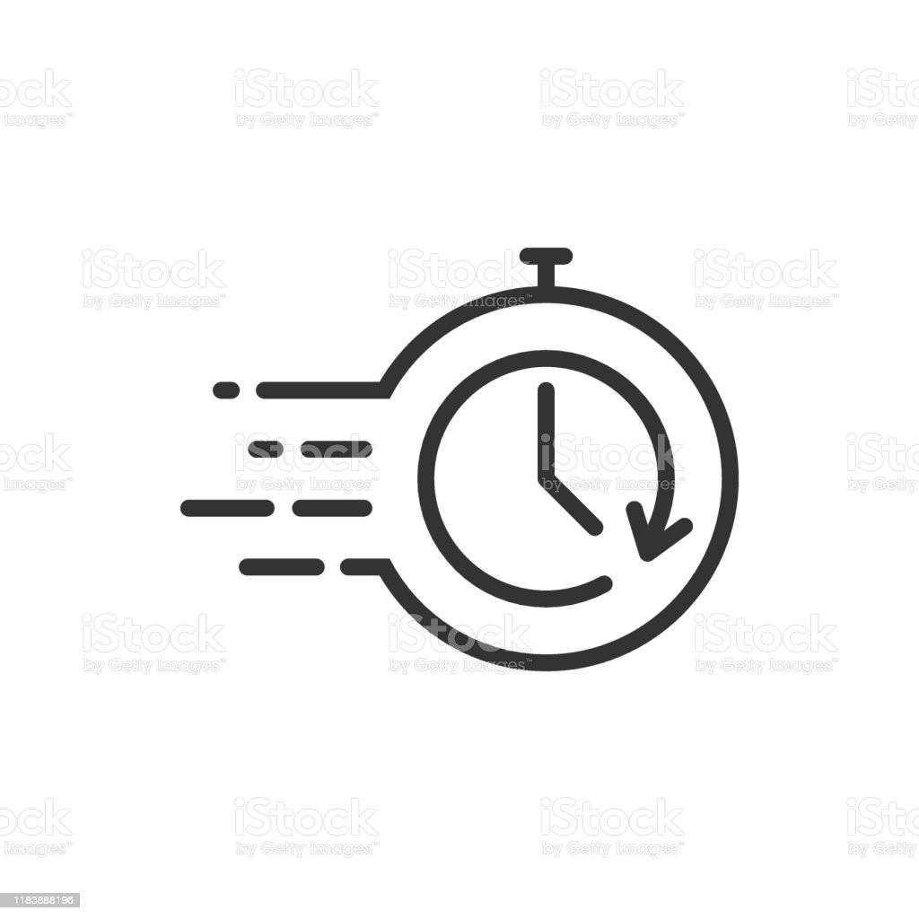Clock 桌布 壁紙 — 一個極簡風格的黑色線條圖示，顯示一個帶有運動線條的碼錶，表示快速移動。