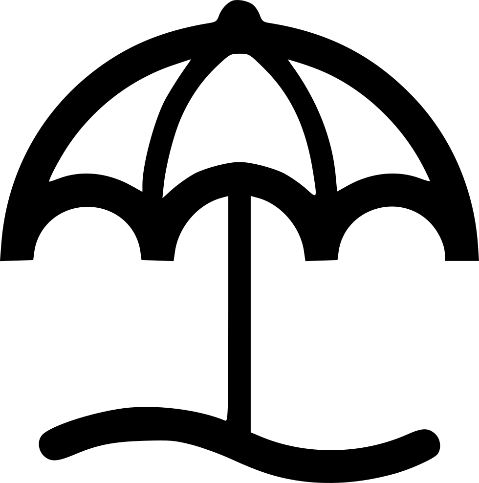 icon 桌布 壁紙 — 一個極簡風格的黑色線條畫，描繪一把打開的雨傘，帶有彎曲的傘骨和直手柄，背景為白色。