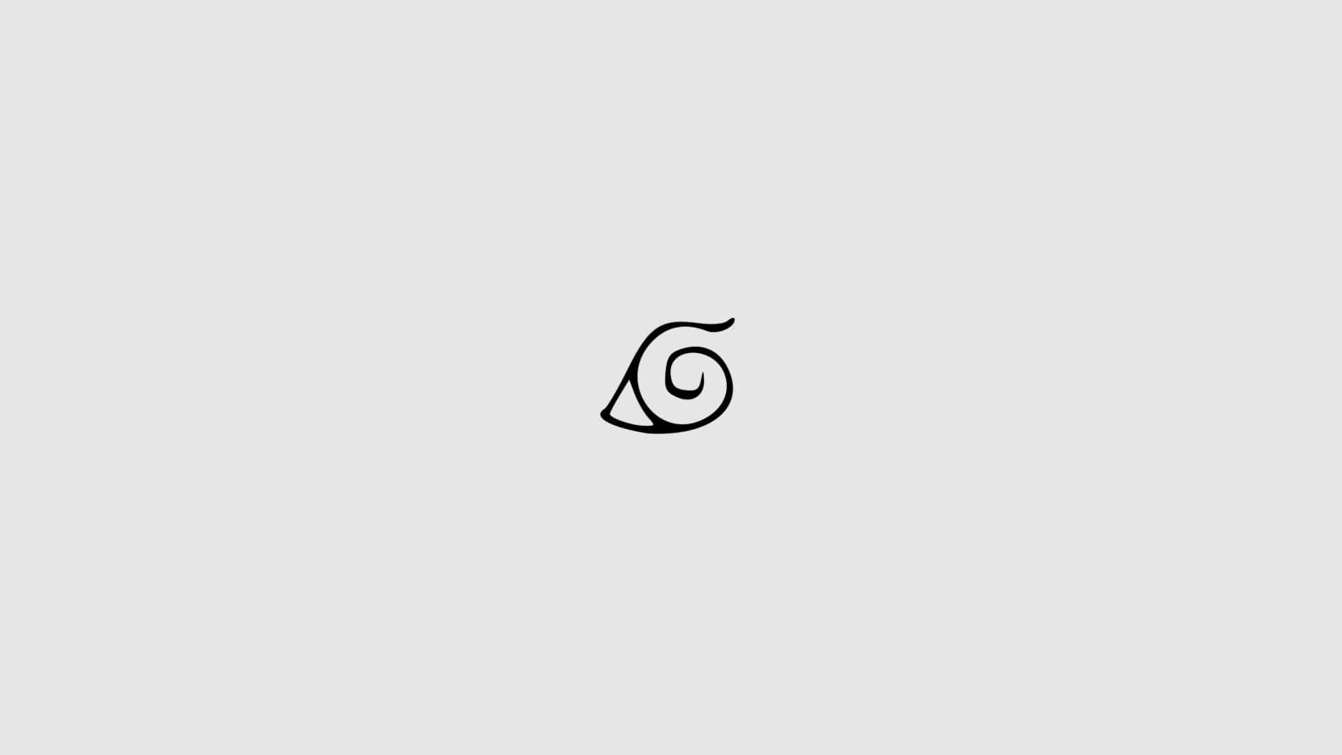 Naruto White 桌布 壁紙 — 一個極簡風格的黑色螺旋符號線條畫，居中放置在純淺灰色背景上。