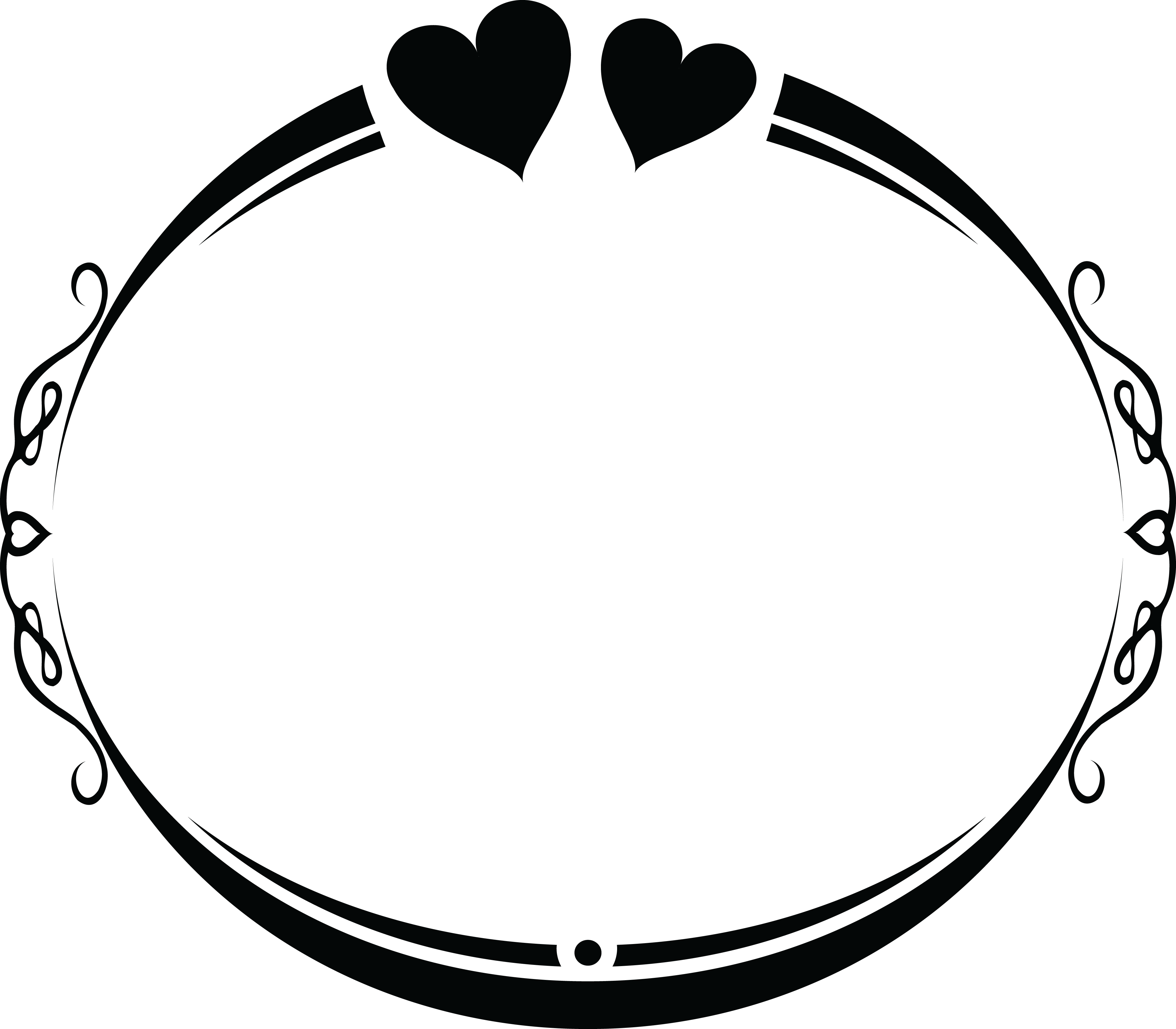 Love Black And White 桌布 壁紙 — 一個極簡風格的黑色裝飾畫框，頂部有兩個心形，中央放置一個空白的白色矩形。