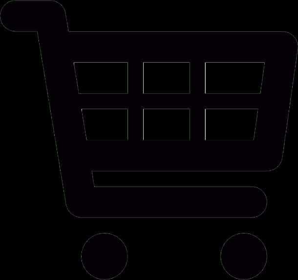 Shopping Cart 桌布 壁紙 — 一個極簡風格的黑色購物車圖示，以白色輪廓繪製在純黑色背景上。