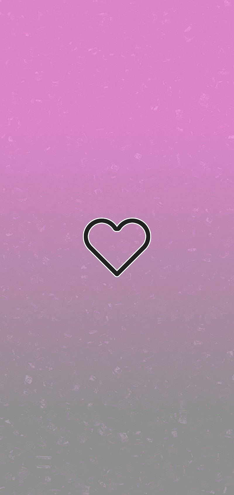 Cute Instagram 桌布 壁紙 — 一個極簡風格的黑色輪廓心形，置中於柔和粉紅到薰衣草漸變背景上，帶有細微紋理。