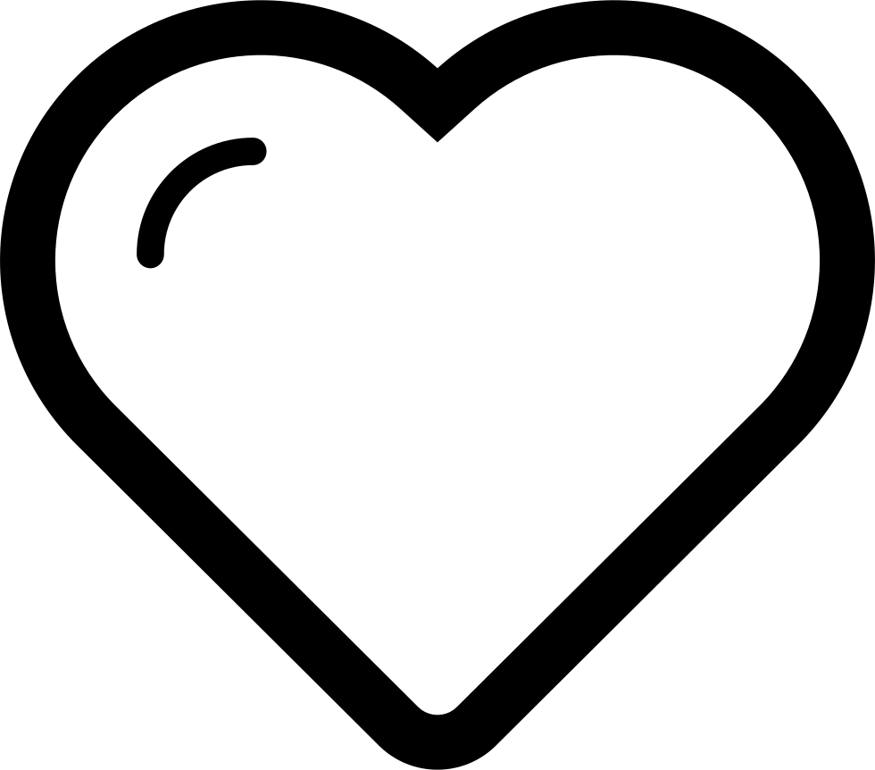 Love Black And White 桌布 壁紙 — 一個極簡風格的黑色輪廓心形圖示，左上角有一個細小的彎曲缺口，背景為純白色。