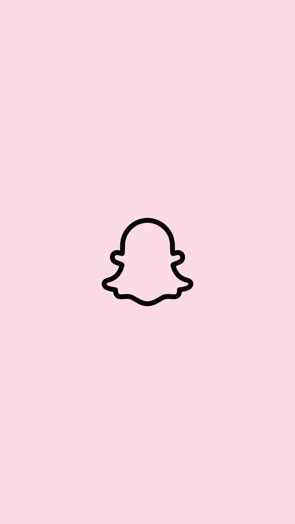 snap 桌布 壁紙 — 一個極簡黑色 Snapchat 鬼魂標誌，居中在柔和的粉紅色背景上。