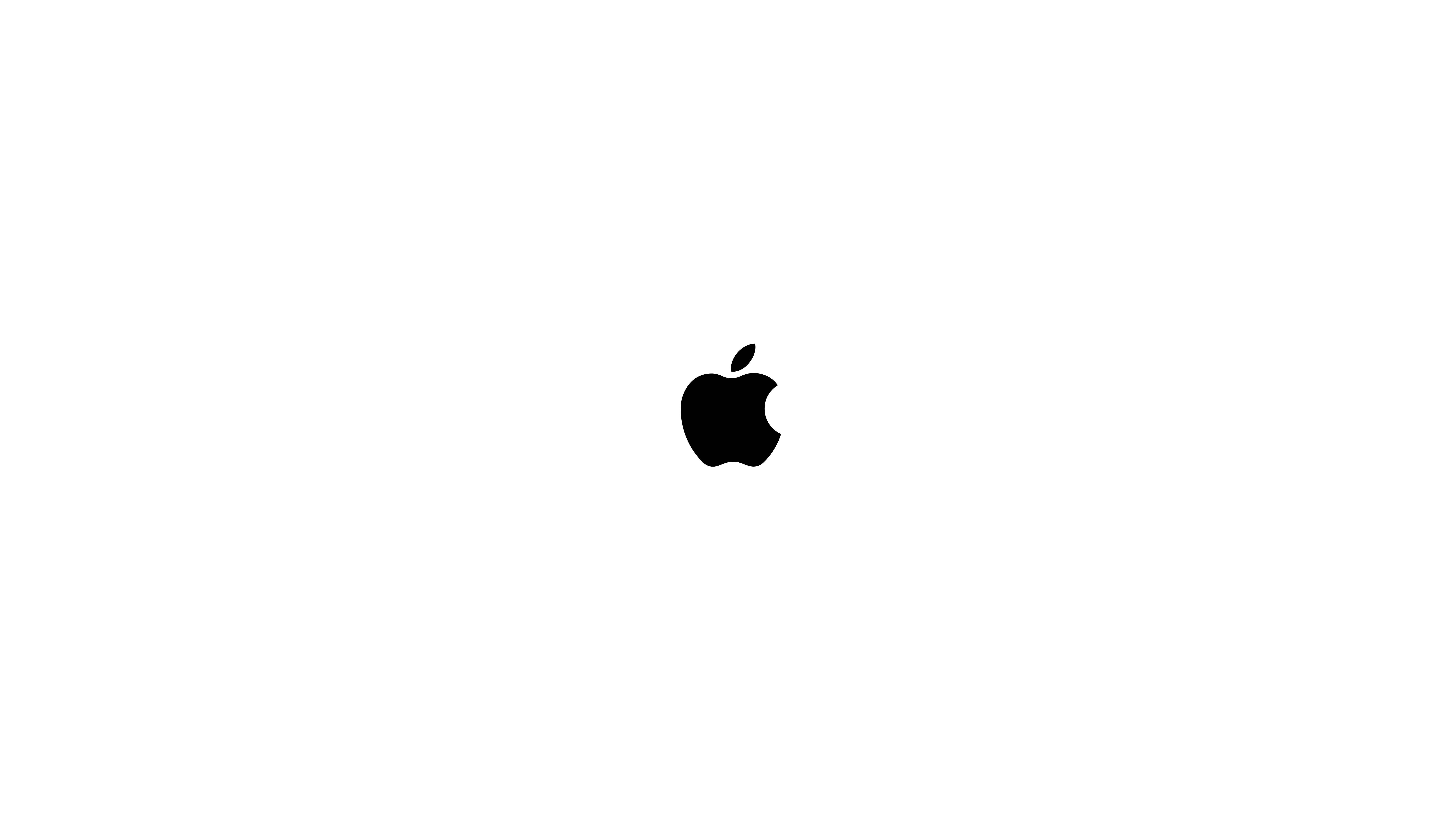 4K 桌布 壁紙 — 一個極簡黑色Apple標誌，居中於純白背景上。