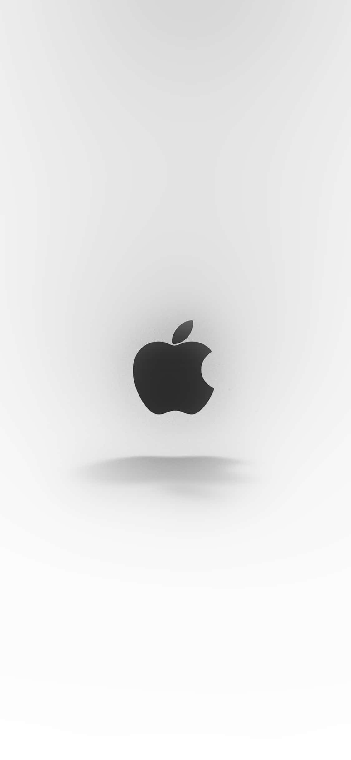 iPhone X Apple Logo 桌布 壁紙 — 一個極簡黑色Apple標誌，居中於柔和漸變白色背景上，下方帶有微妙陰影。