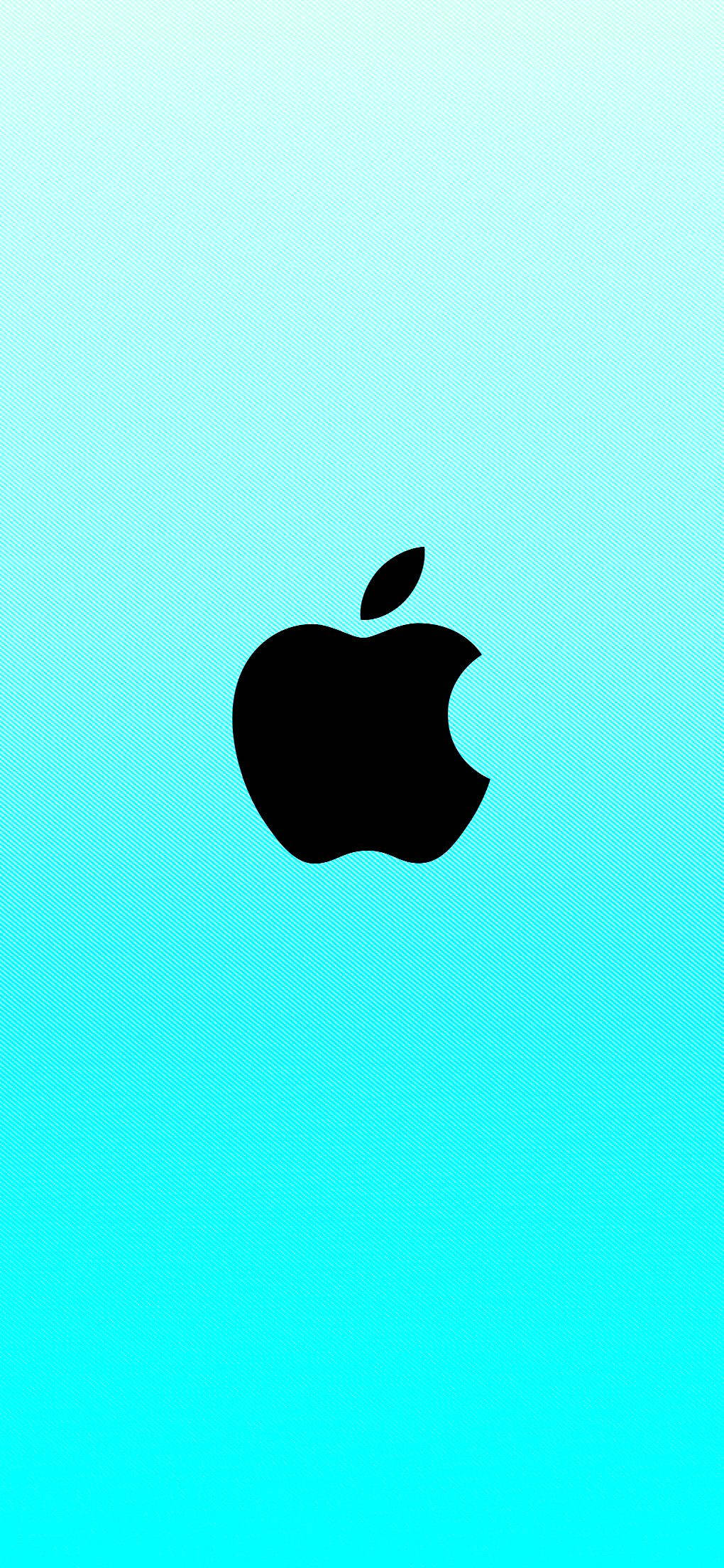 蘋果 桌布 壁紙 — 一個極簡黑色Apple標誌居中於漸變青色背景上，帶有細微的點狀圖案。