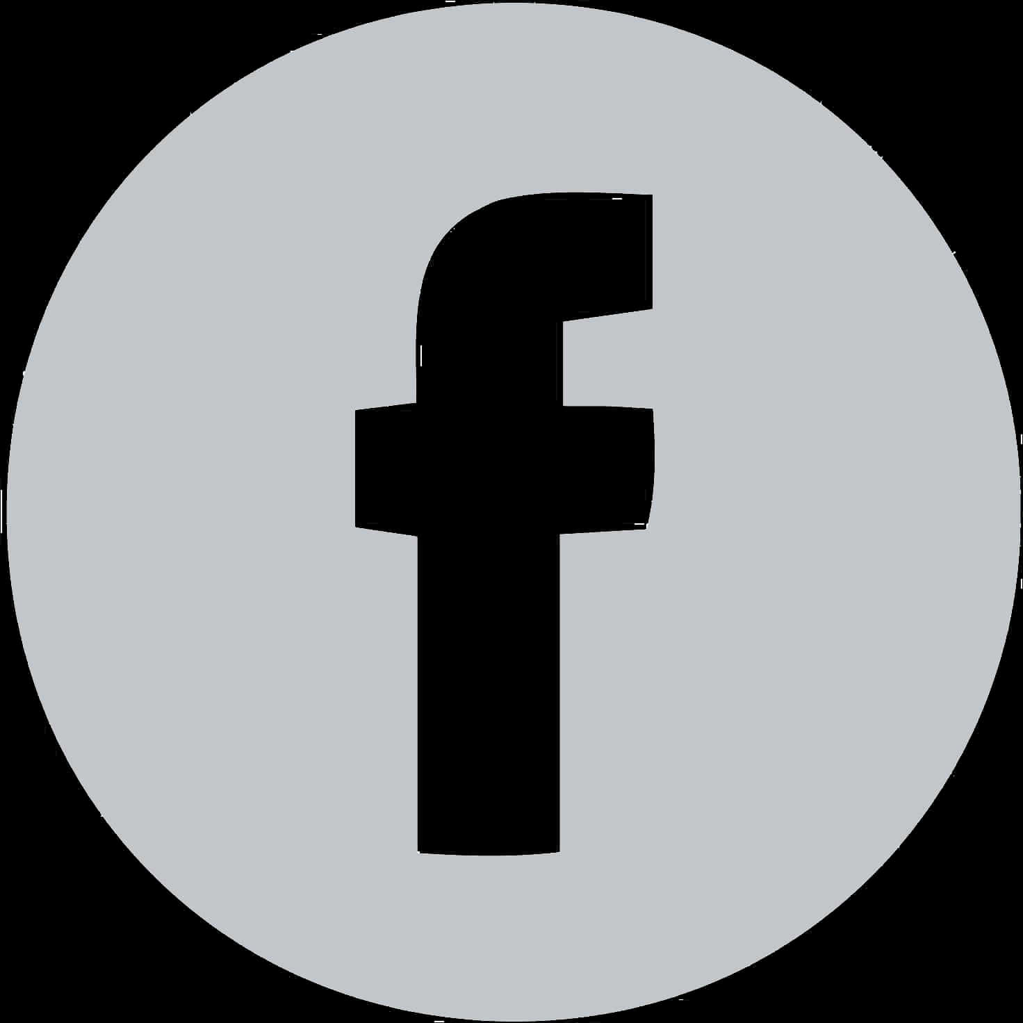 Facebook Icon White 桌布 壁紙 — 一個極簡黑色小寫f標誌，居中於淺灰色圓圈內，背景為黑色。