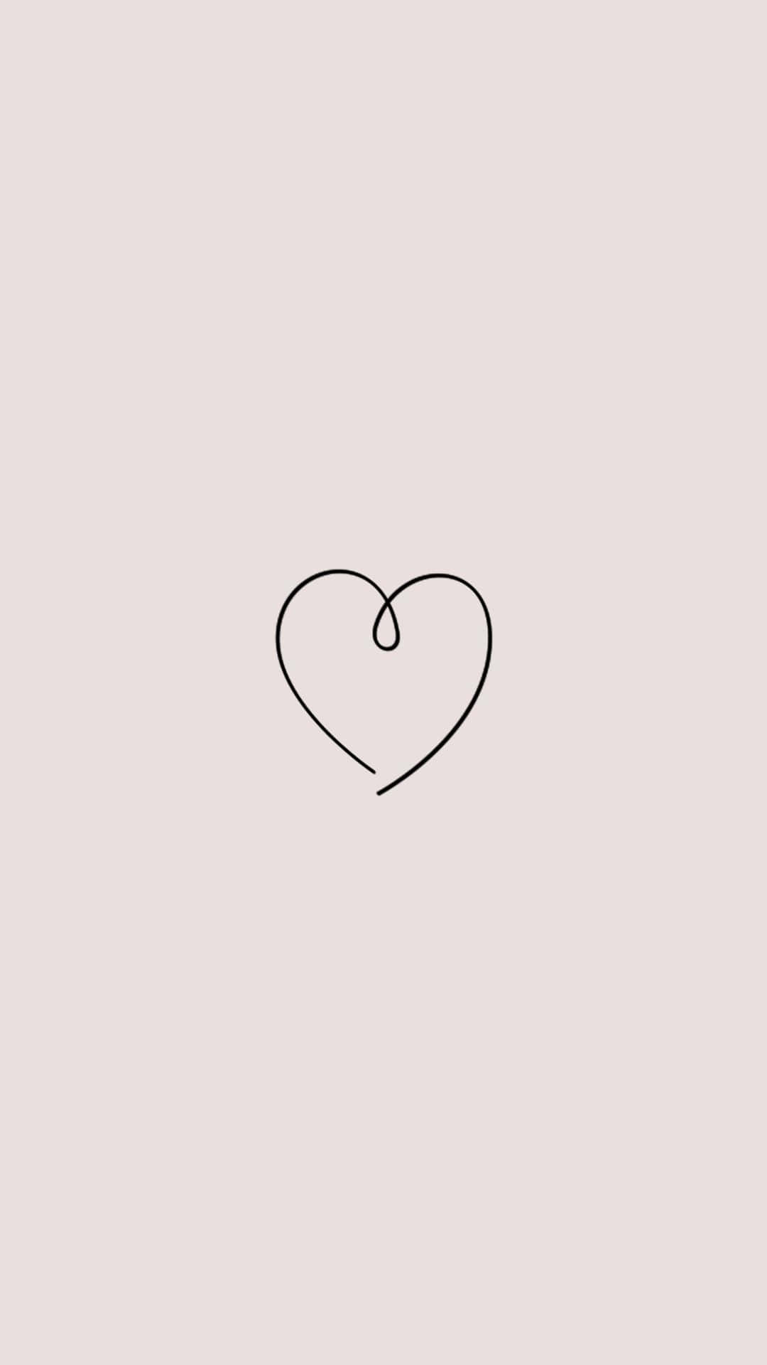Instagram 桌布 壁紙 — 一個極簡黑色線條心形草圖，居中於柔軟的米色背景上。