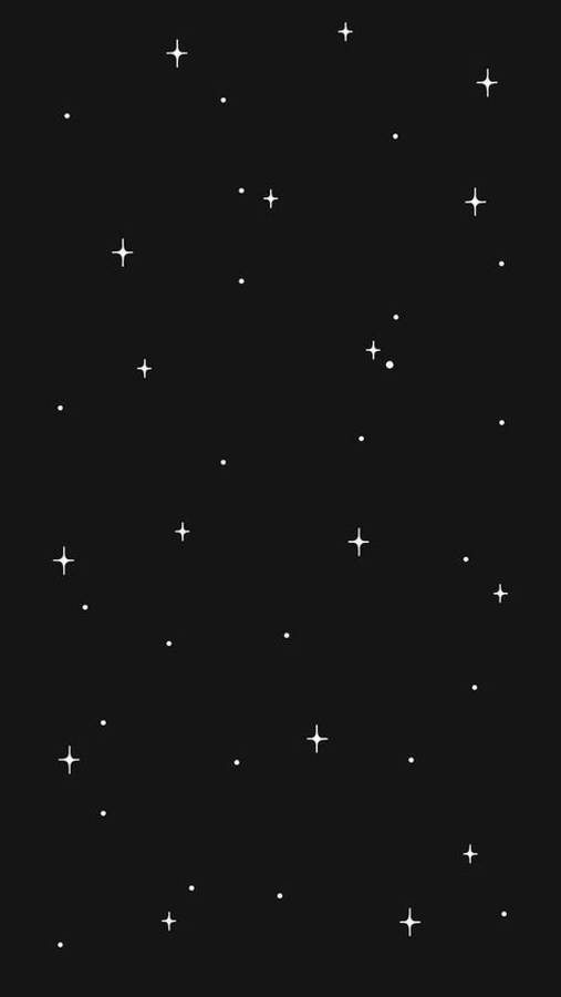 夜空 桌布 壁紙 — 一個極簡黑色背景，點綴著散落的白色星星形狀，大小各異。