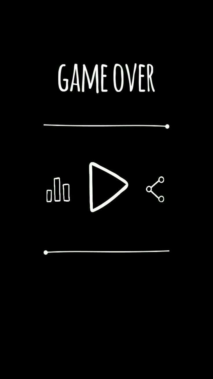 Dark Game Over 桌布 壁紙 — 一個極簡黑色螢幕顯示白色手寫文字 'GAME OVER'，下方有簡單圖示。