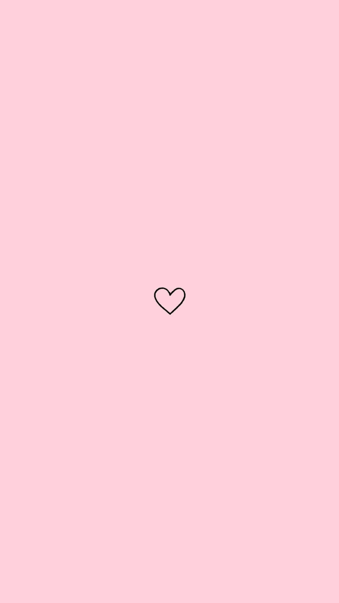 Instagram 桌布 壁紙 — 一個極簡黑色輪廓心形，置於柔和粉紅色背景中央。