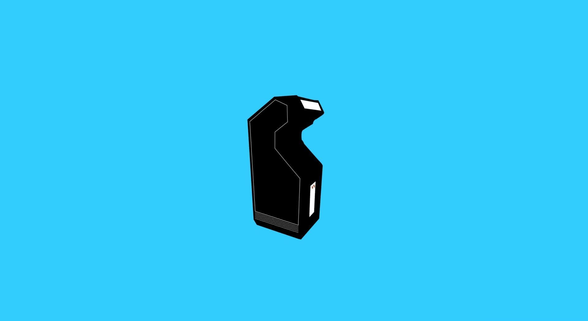 arcade 桌布 壁紙 — 一個極簡黑色電子煙裝置居中放置在純青色背景上，帶有乾淨的幾何線條。