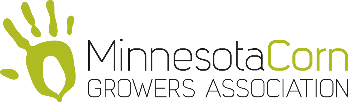 Associates 桌布 壁紙 — 一個標誌，在黑色背景上，Minnesota Corn Growers Association 文字旁邊有一個綠色手印圖示。