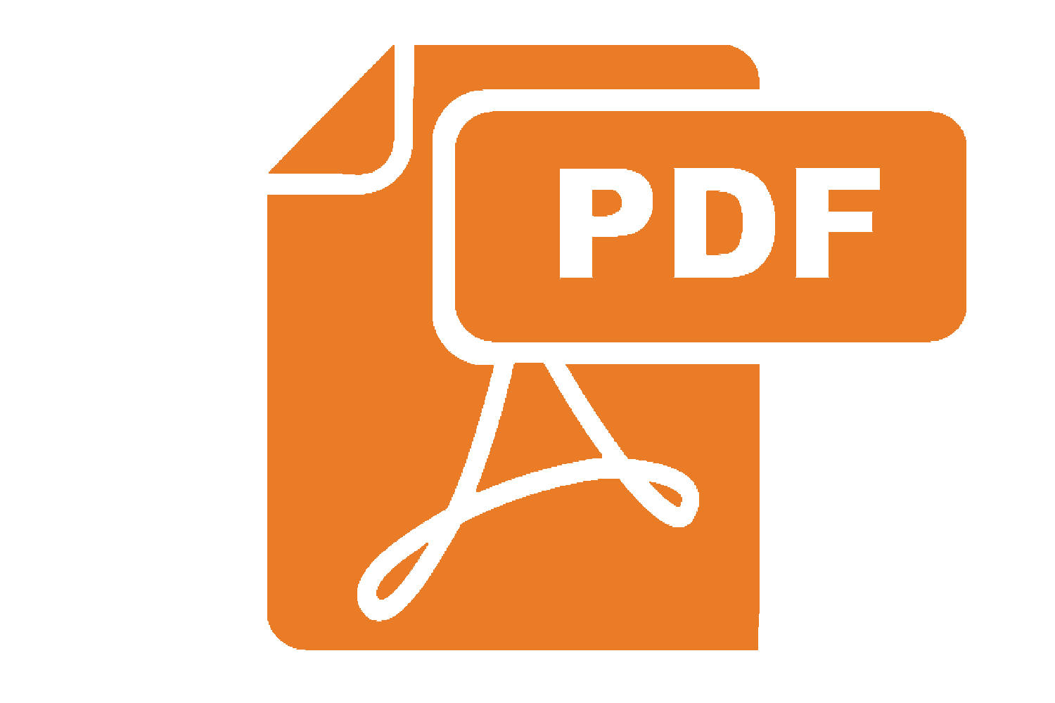 橙色PDF檔案圖示，帶有白色文字和輪廓。 — Microsoft 壁紙