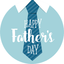 Happy Fathers Day 桌布 壁紙 — 一個歡樂的父親節圖案，在淺藍色圓形背景上，有藍色條紋領帶和白色領子。