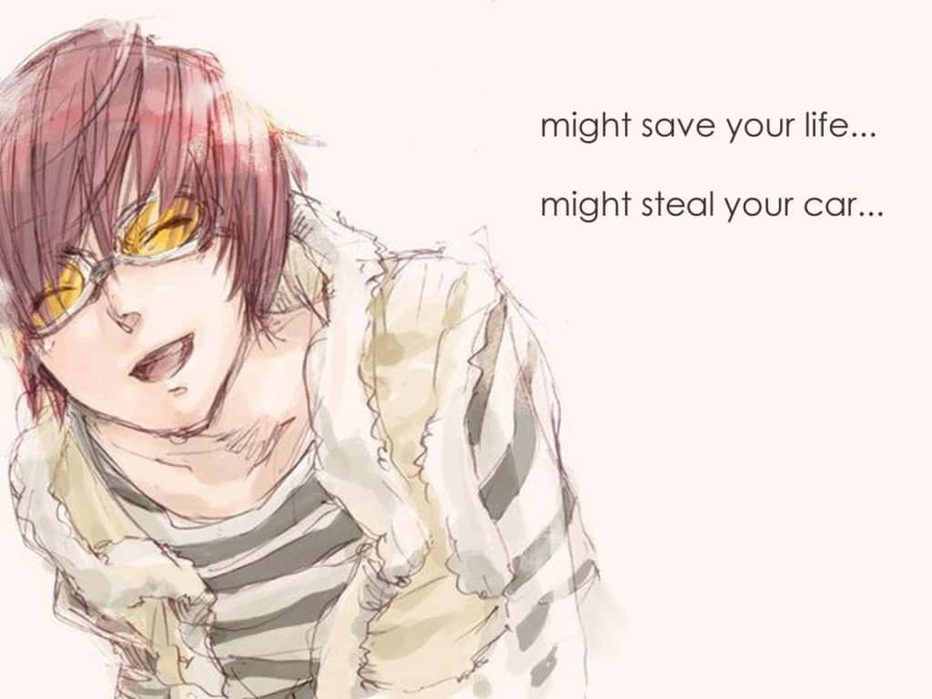 Death Note Matt 桌布 壁紙 — 一個水彩動漫角色，紅髮黃眼鏡，穿著條紋襯衫，露出頑皮的笑容。