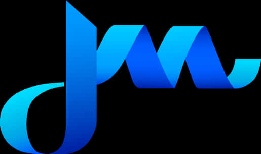 標誌 桌布 壁紙 — 一個流暢的藍色絲帶標誌，帶有流動的小寫字母「jm」，置於純黑色背景上。