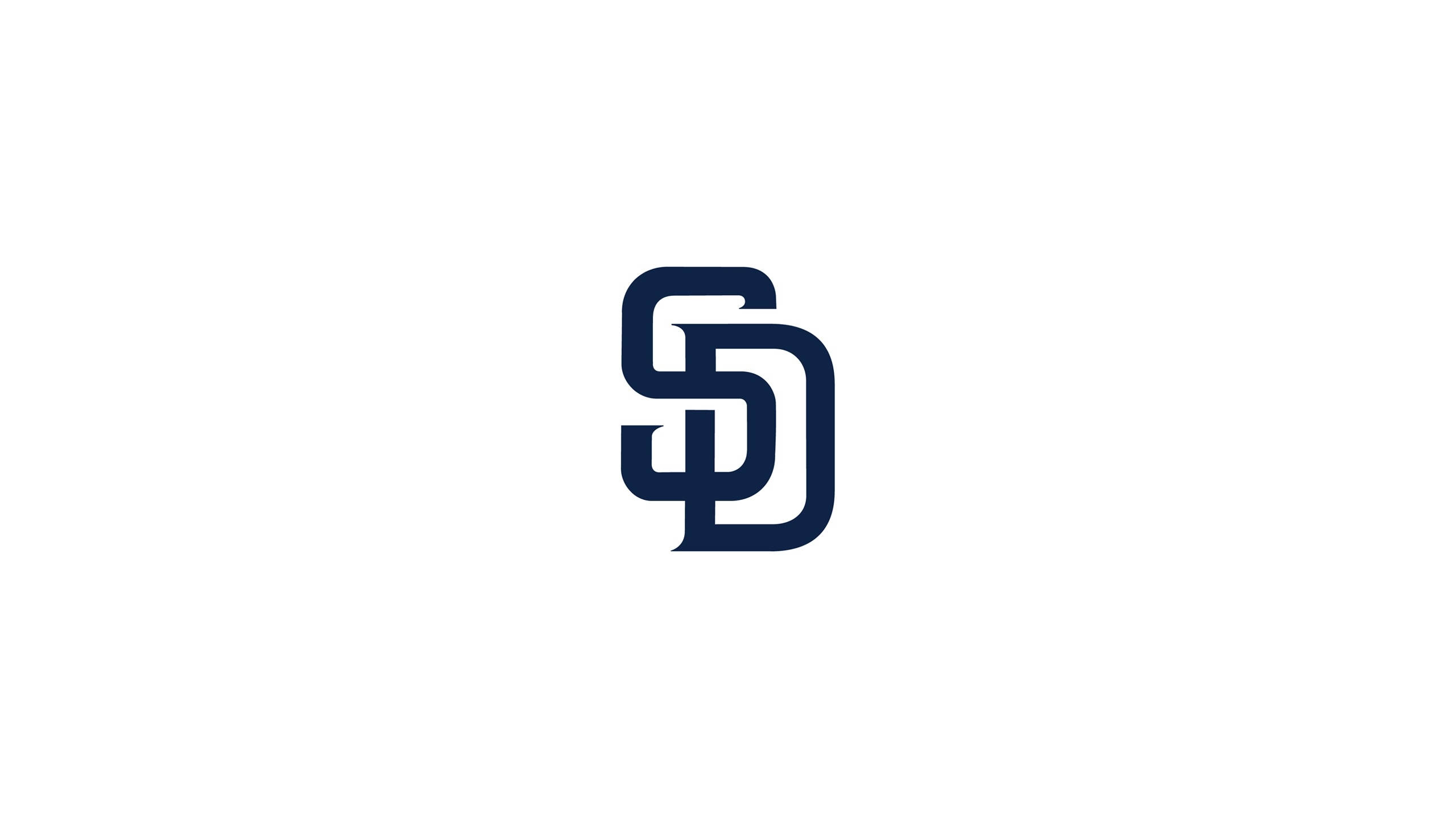 Padres 桌布 壁紙 — 一個海軍藍交織的SD標誌，居中於純白背景上。