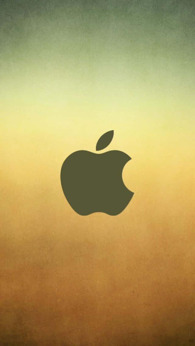 iPhone 5s 桌布 壁紙 — 一個深色Apple標誌置中於帶有復古紋理的暖色漸變背景上。