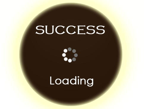 Learning 桌布 壁紙 — 一個深色圓形載入畫面，上方有 SUCCESS 字樣，中間有旋轉器，下方有 Loading，背景為淡黃色。