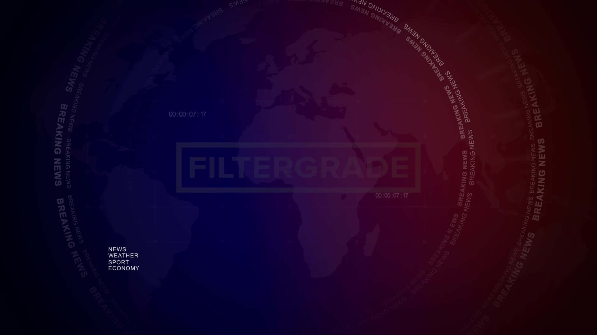 Interactive 桌布 壁紙 — 一個深色漸變地球儀，帶有 'BREAKING NEWS' 文字環繞，中央有 'FILTERGRADE' 標誌。