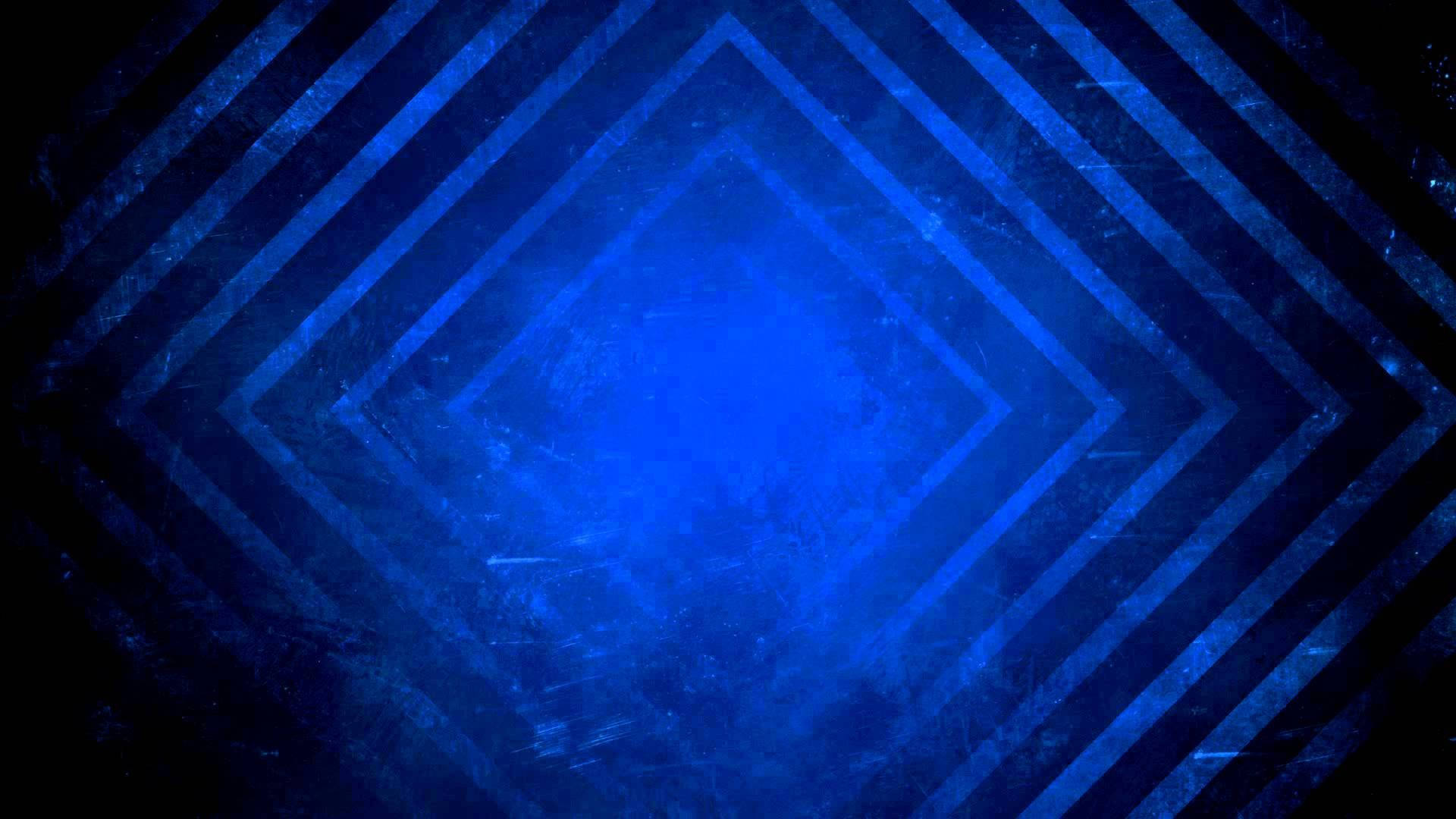 YouTube縮圖 桌布 壁紙 — 一個深藍色的幾何隧道，帶有同心鑽石形狀和紋理化的垃圾搖滾效果，逐漸消失在黑暗中。