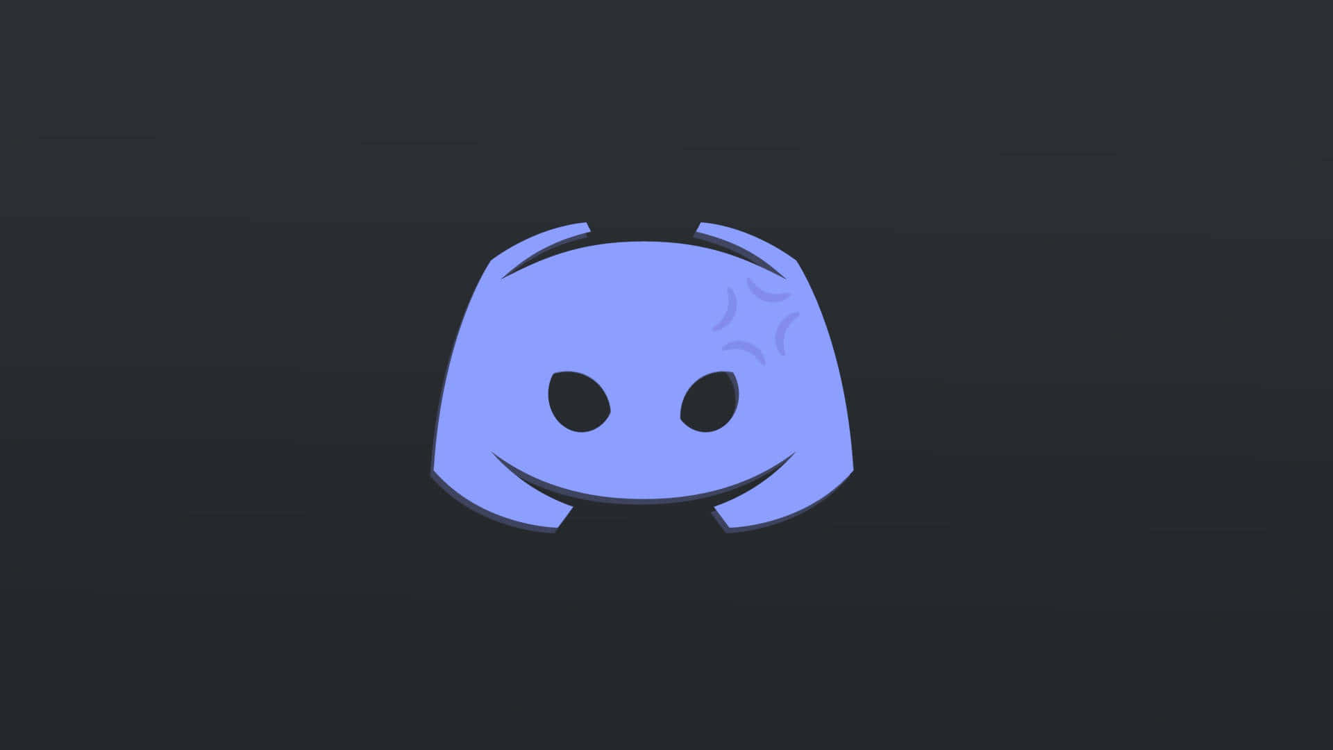 Discord 桌布 壁紙 — 一個淺藍色 Discord 標誌，帶有微笑的臉，居中在深灰色漸變背景上。