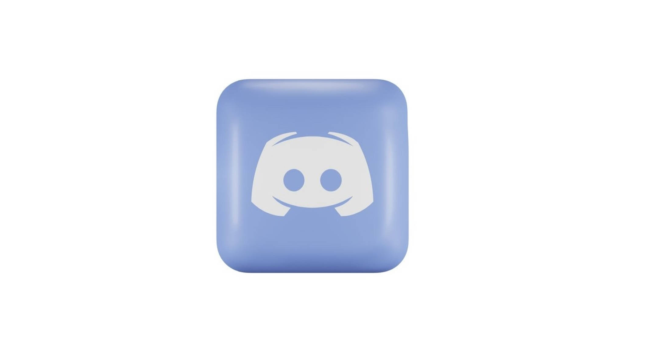 Discord 桌布 壁紙 — 一個淺藍色圓角方形圖示，中央有一個白色 Discord 標誌，背景為純白色。