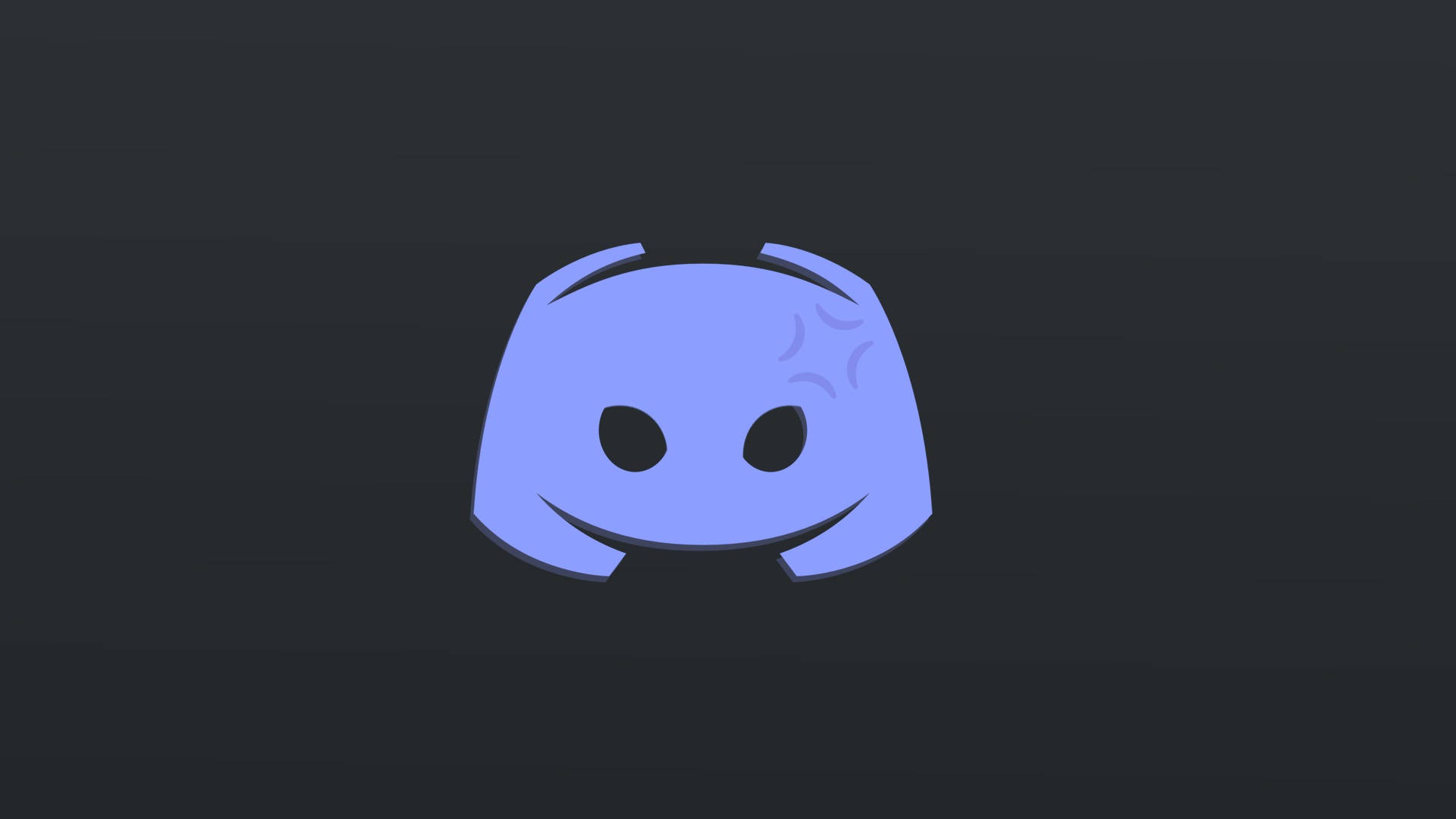 Discord 桌布 壁紙 — 一個淺藍色的Discord標誌，帶有笑臉，居中在深灰色漸變背景上。