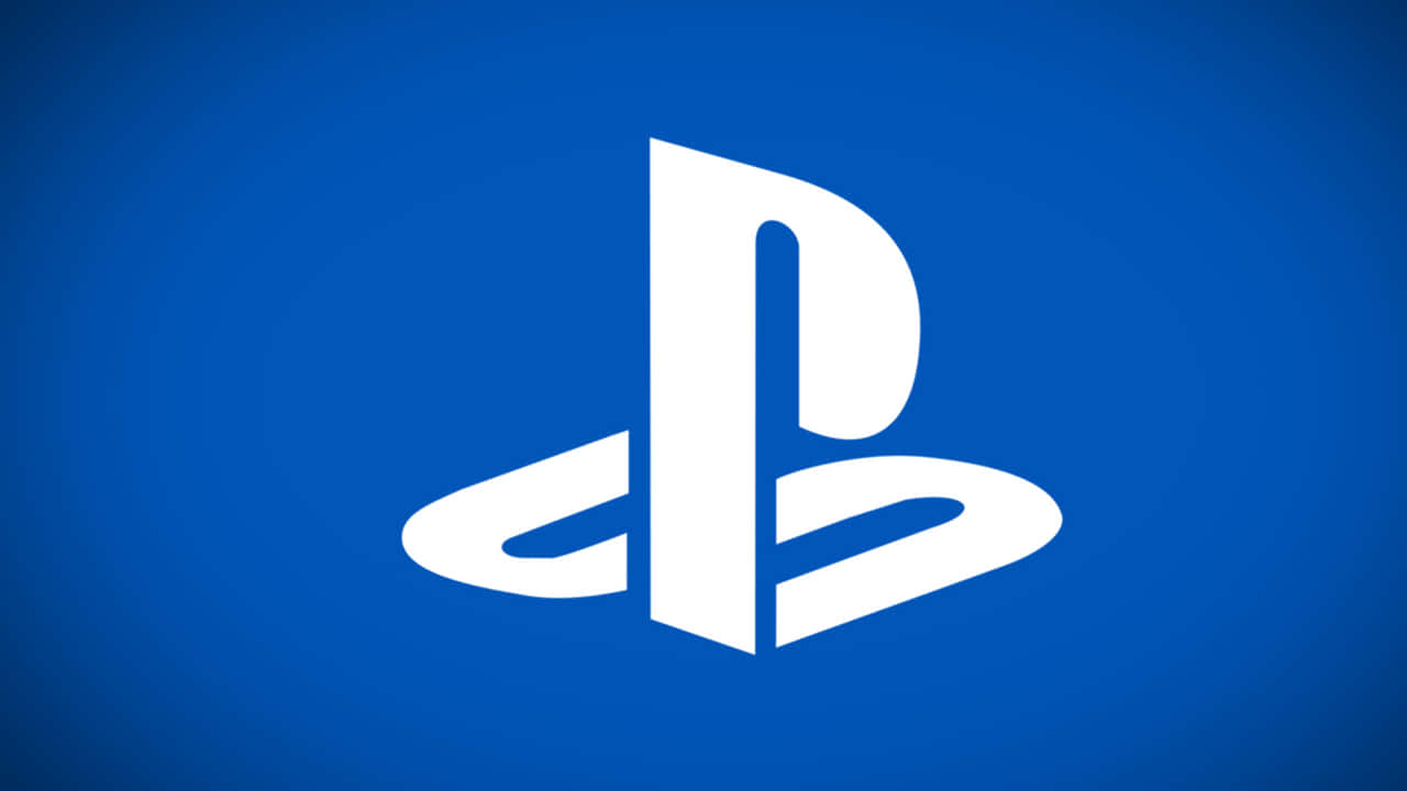 PlayStation 桌布 壁紙 — 一個清晰的白色PlayStation標誌居中在純藍色漸變背景上。