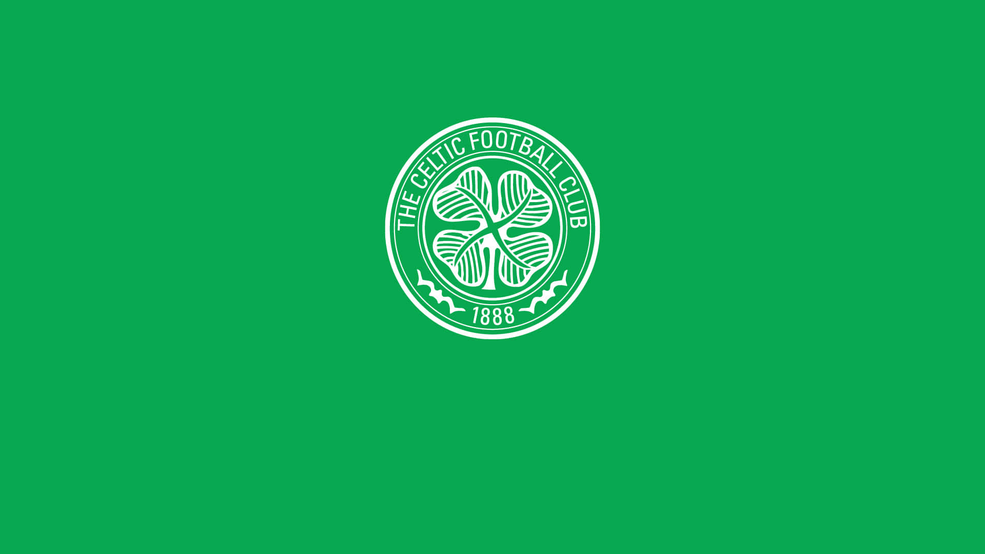 Celtic 桌布 壁紙 — 一個清晰的白色塞爾提克足球俱樂部徽章，置於純綠色背景中央。
