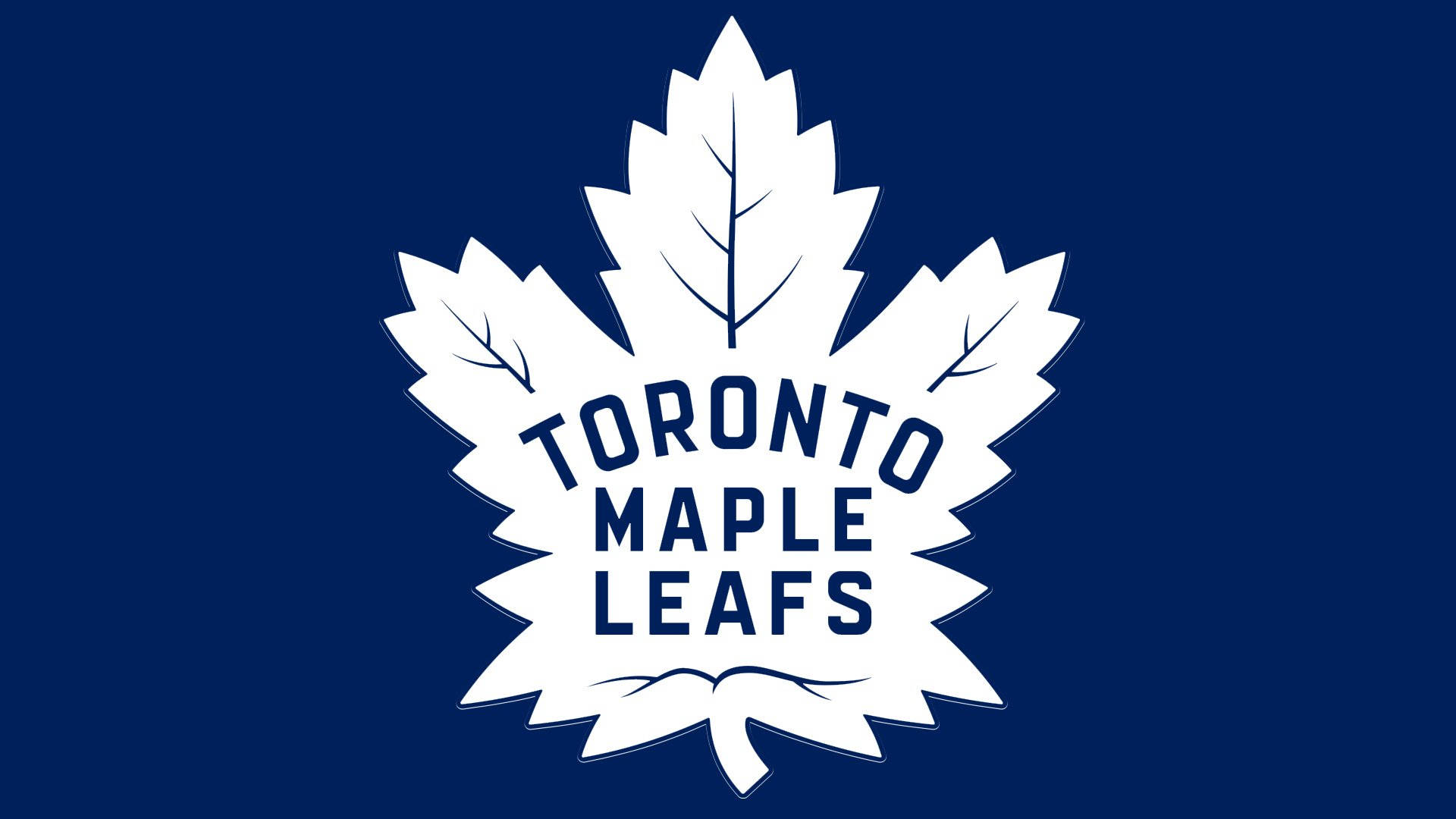 Leafs 桌布 壁紙 — 一個清晰的白色多倫多楓葉隊標誌，置中在純海軍藍色背景上。