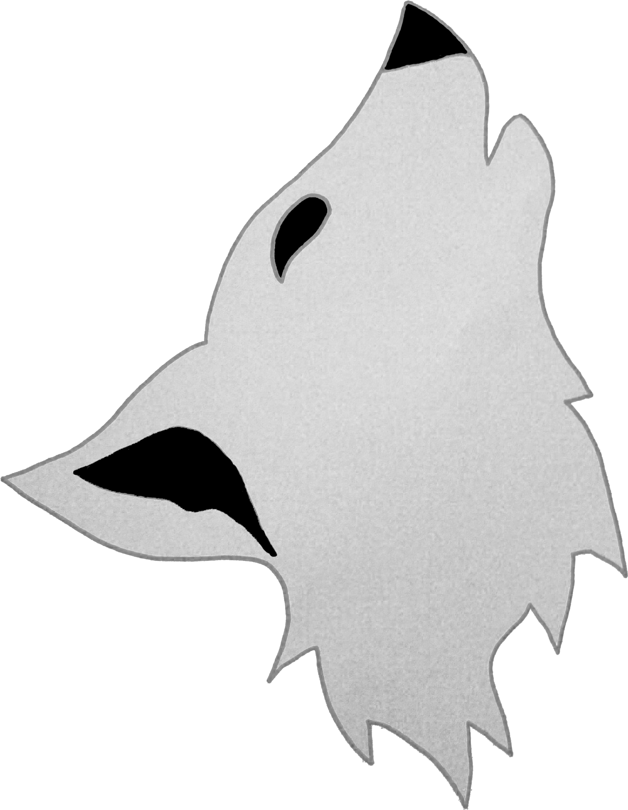 Wolf Free 桌布 壁紙 — 一個清晰的銀色狼頭剪影在純黑色背景上嚎叫，表面帶有紋理紙質效果。