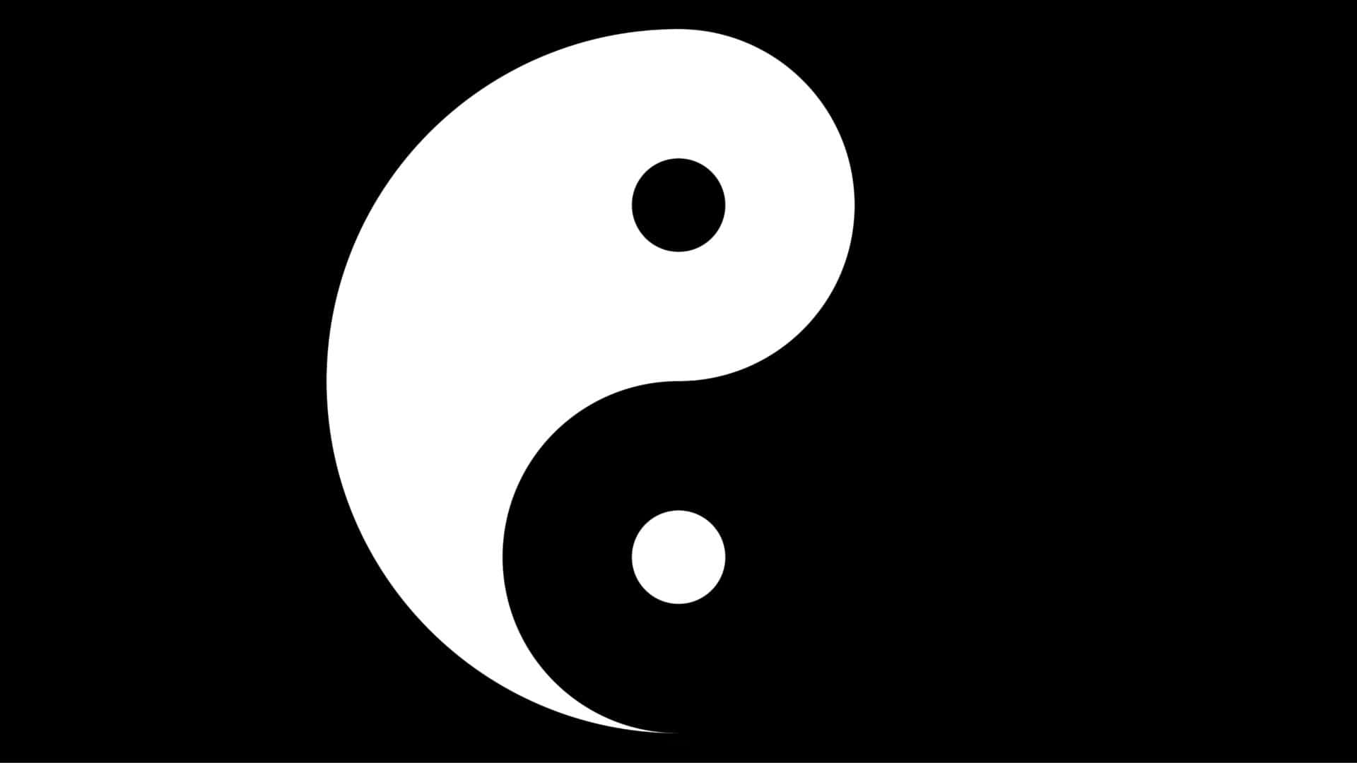 Symbolism 桌布 壁紙 — 一個清晰的黑白陰陽符號，居中放置在純黑色背景上，帶有平滑曲線和對比點。