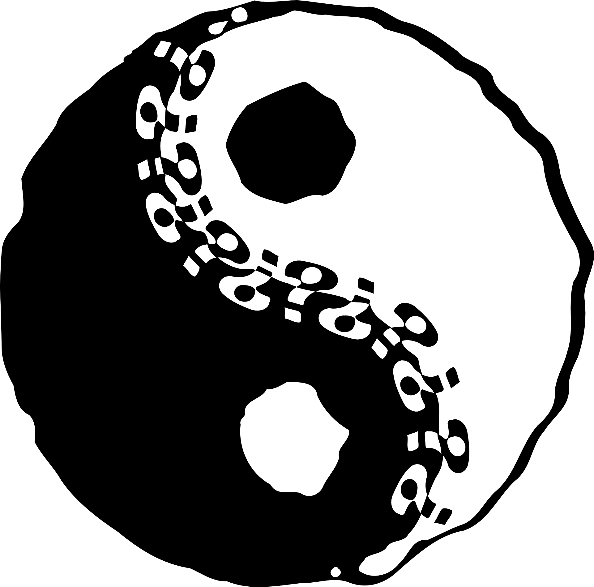 黑白 桌布 壁紙 — 一個清晰的黑白陰陽符號，沿其彎曲邊界帶有複雜的漩渦圖案。