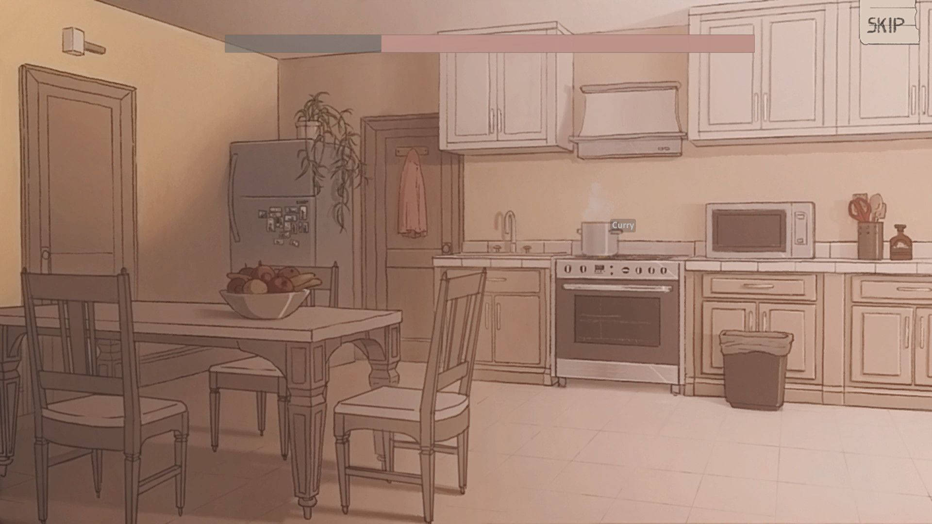 kitchen 桌布 壁紙 — 一個溫暖照明的廚房，配有木製餐桌椅和復古電器，呈現柔和懷舊色調。
