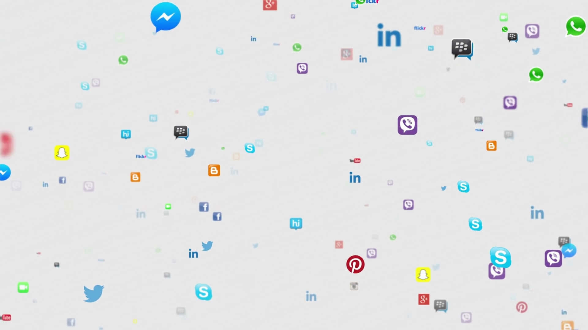 icons 桌布 壁紙 — 一個漂浮的拼貼畫，由色彩繽紛的社交媒體應用程式圖標組成，背景為柔軟的紋理白色。