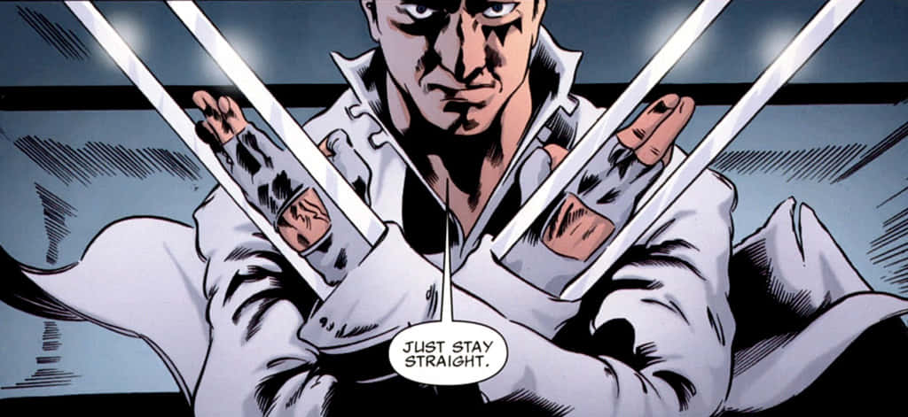 Shatterstar 桌布 壁紙 — 一個漫畫角色在黑暗背景下，伸出亞德曼金屬爪，處於緊張對峙中。