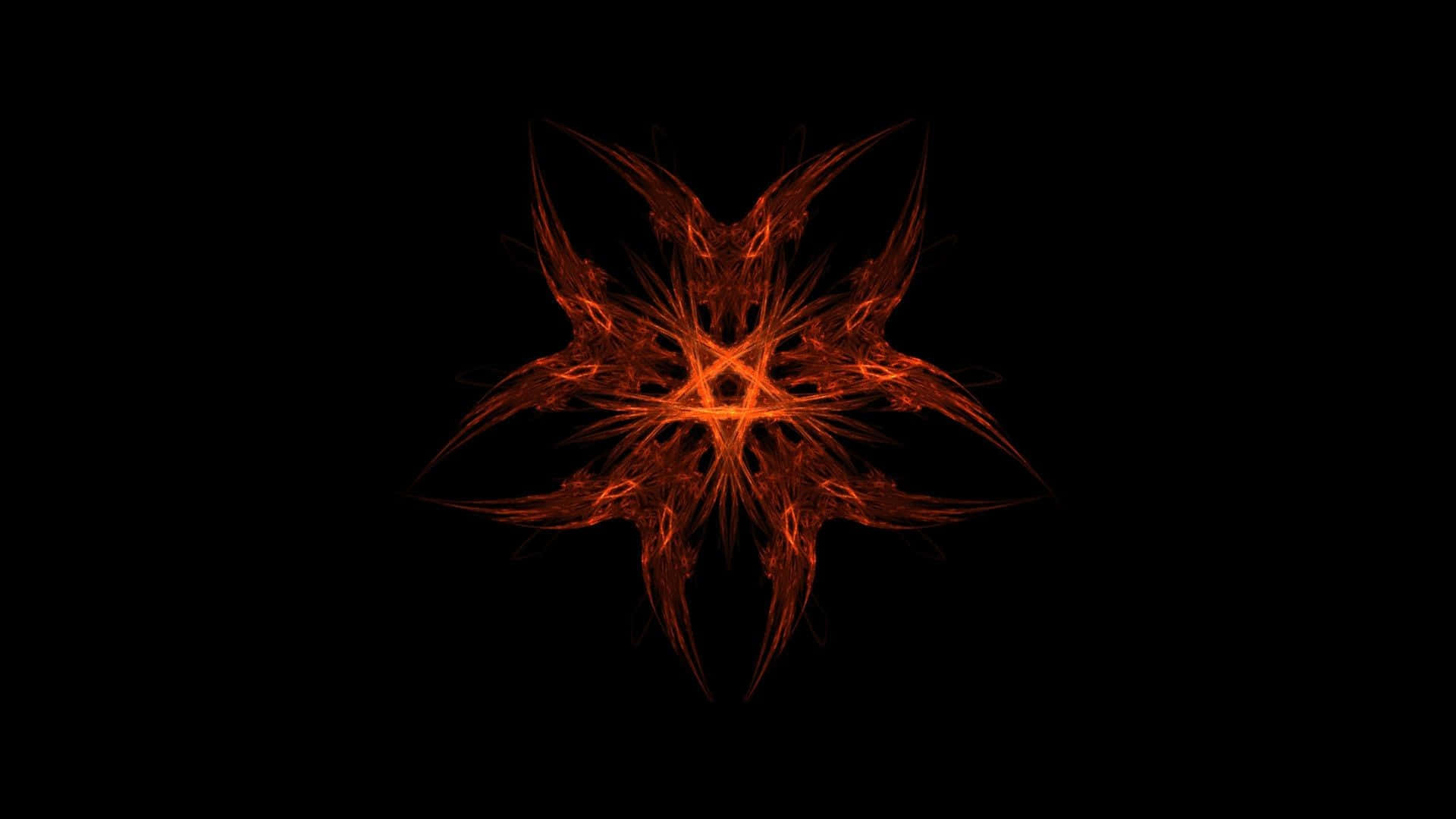 Occult 桌布 壁紙 — 一個火熱的橙色碎形星爆在純黑色背景上放射，帶有複雜的發光卷鬚。