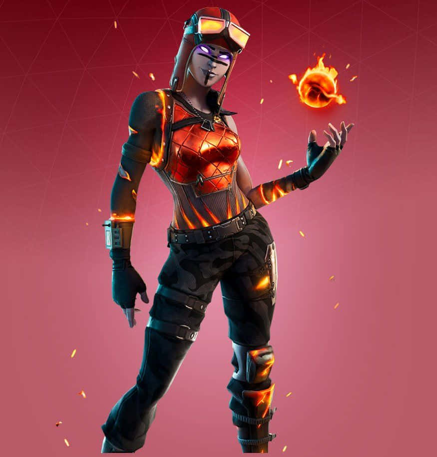 以數位藝術風格揮舞火焰的Fortnite角色。 — Fire Emblem Warriors 壁紙