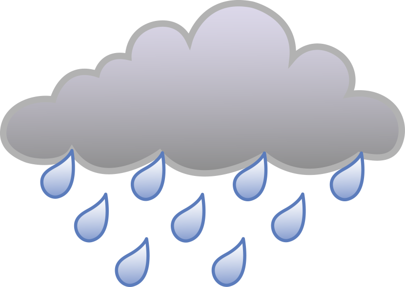 Raining 桌布 壁紙 — 一個灰色卡通雲朵，藍色雨滴落在黑色背景上。