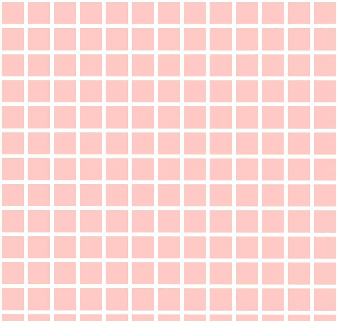 Pastel Aesthetic Grid 桌布 壁紙 — 一個無縫圖案，由柔和的粉紅色方塊組成，以清晰的白色線條分隔，形成乾淨的幾何網格。