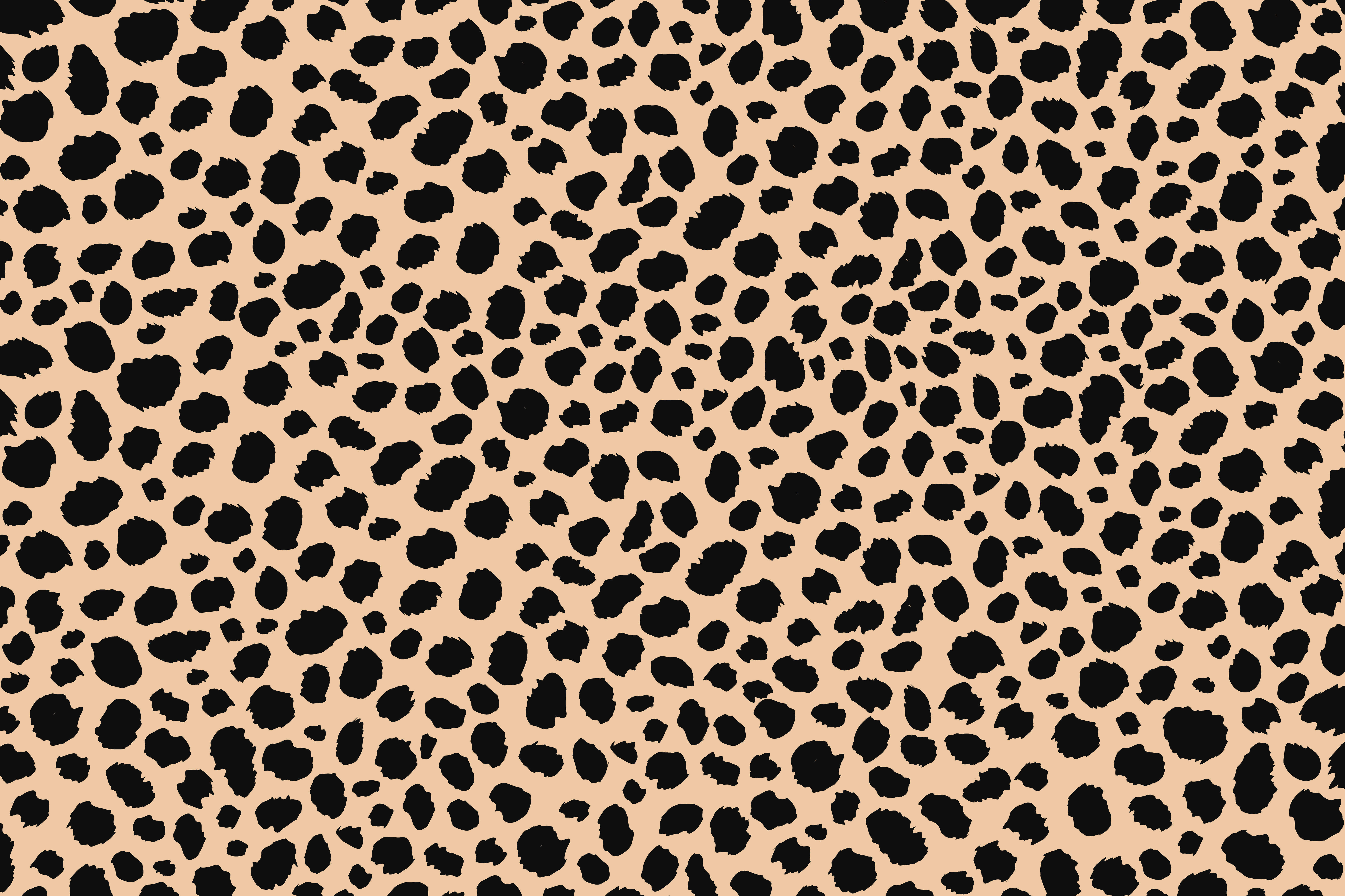 Animal Print 桌布 壁紙 — 一個無縫的棕褐色和黑色豹紋圖案，大膽的斑點覆蓋整個框架。
